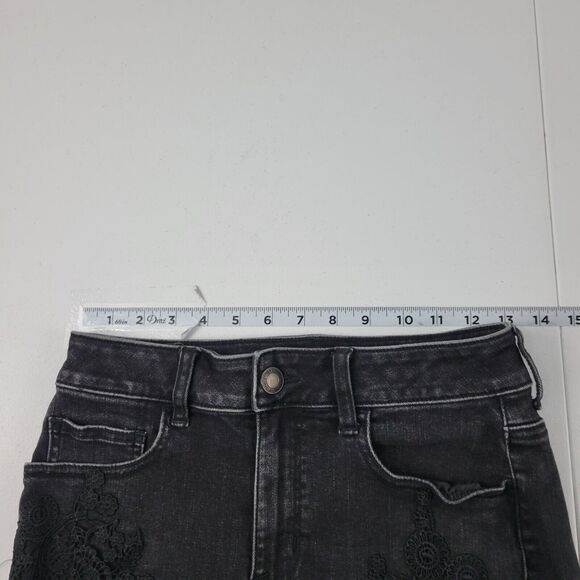American eagle super stretch X hi-rise shortie black shorts 4 womens 2403 26W - Picture 5 of 11
